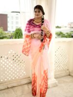 Pure Diamond Chiffon Saree With Handwork - With Blouse