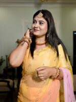 Pink Yellow Peach Multi Pure Diamond Chiffon Aari Taari Jaal Handwork Saree