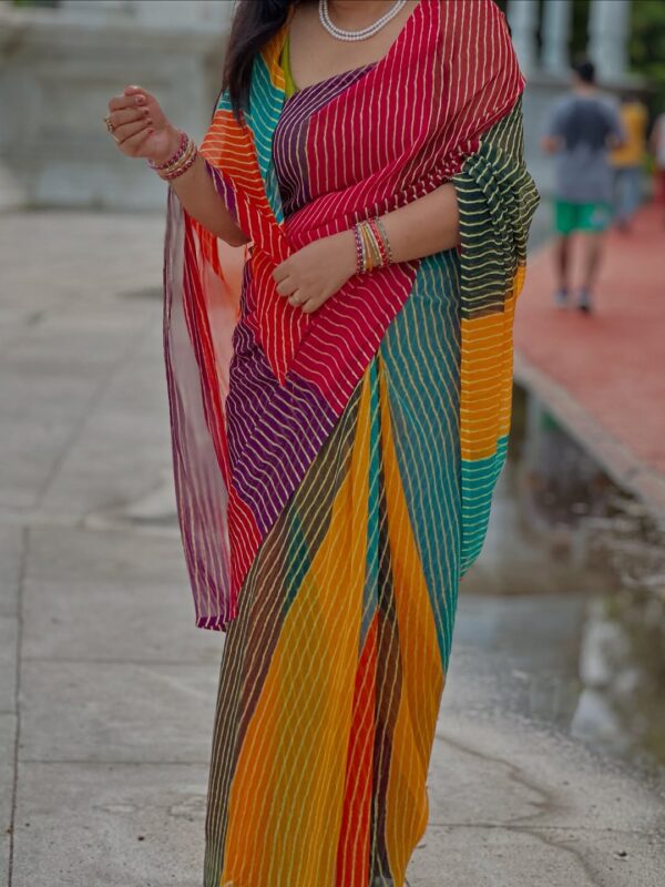 Georgette Leheriya Saree (with Blouse)