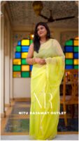 Lime Green Diamond Chiffon Aari Sequins Mirror Handwork Saree