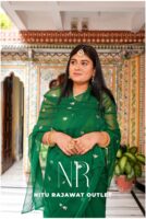 Green Diamond Chiffon Gotta Patti Handwork Saree