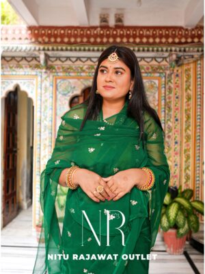 Green Diamond Chiffon Gotta Patti Handwork Saree