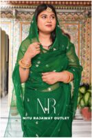 Green Diamond Chiffon Gotta Patti Handwork Saree
