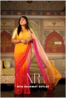 Multi Diamond Chiffon Kardhana Jaal Handwork Saree with Blouse