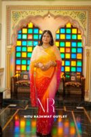 Multi Diamond Chiffon Kardhana Jaal Handwork Saree with Blouse