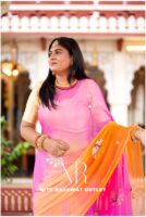 Pink Orange Peach Diamond Chiffon Multi Gotta Patti Aari Sequins Peacock Handwork Saree