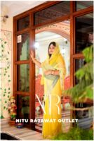 Yellow Green Pure Diamond Chiffon Aari Taari Work Saree with Blouse