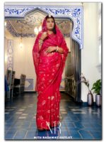 Light Dark Pink Shaded Pure Diamond Chiffon Aari Taari Work Saree with Blouse